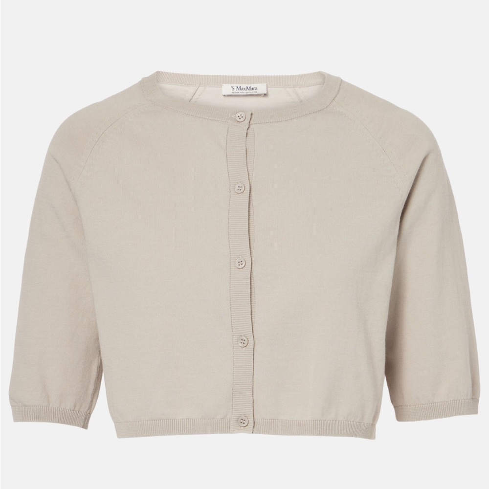 ‘S MaxMara Pam cropped beige cotton cardigan Small